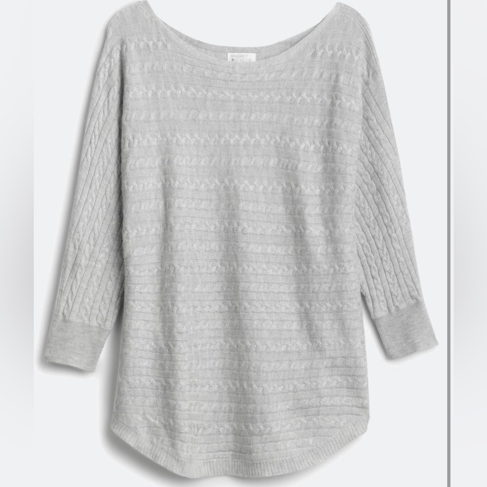 LIKE NEW Market & Spruce Reviera Cable Knit Dolman Scoop Neck Gray Sweater